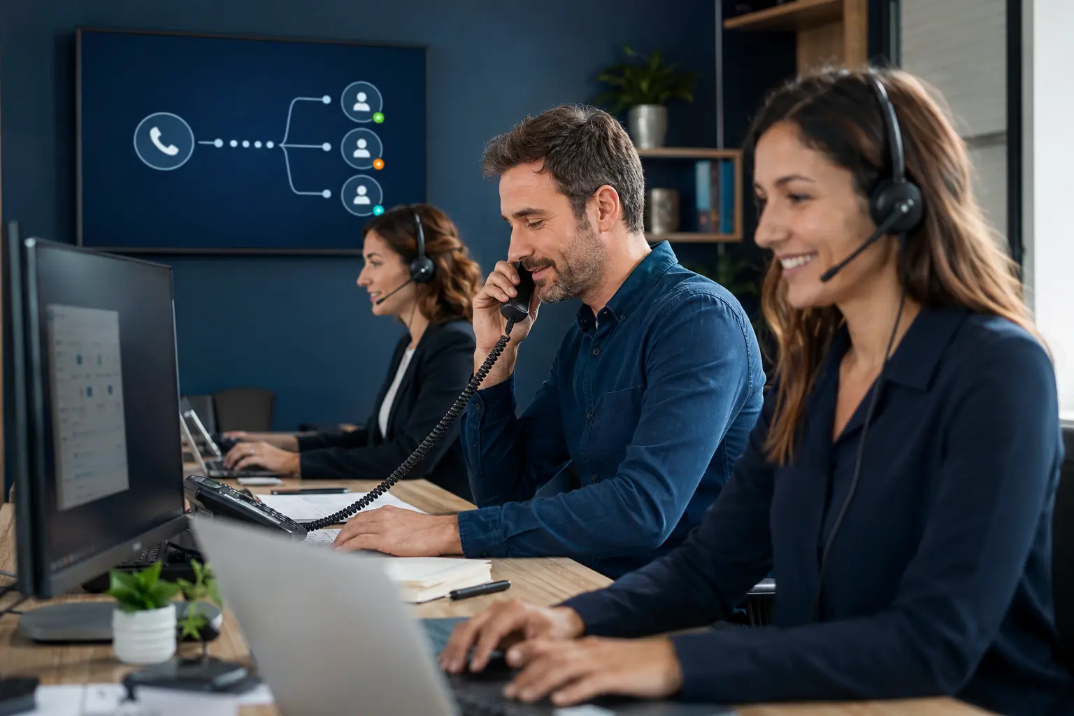 Équipe d’accueil utilisant des groupes et des files d’appels organisés